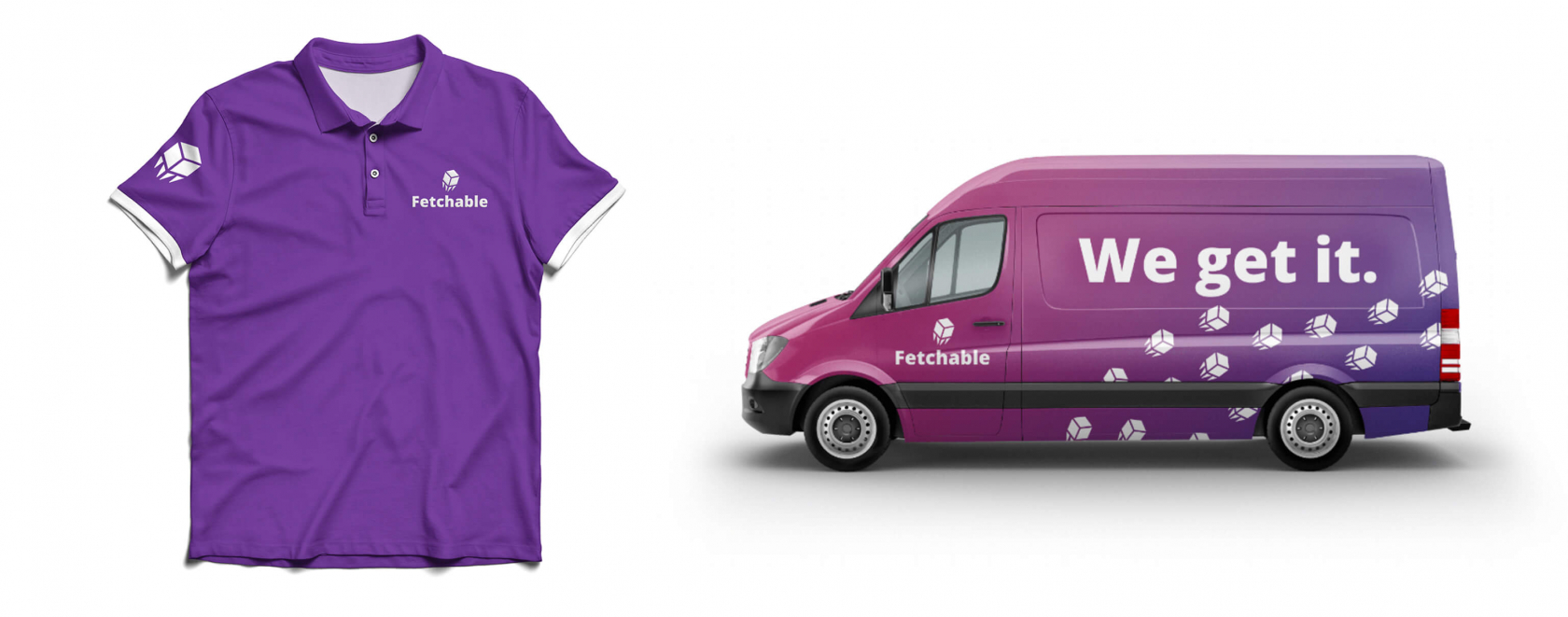 A branded golf shirt and van for Fetchable